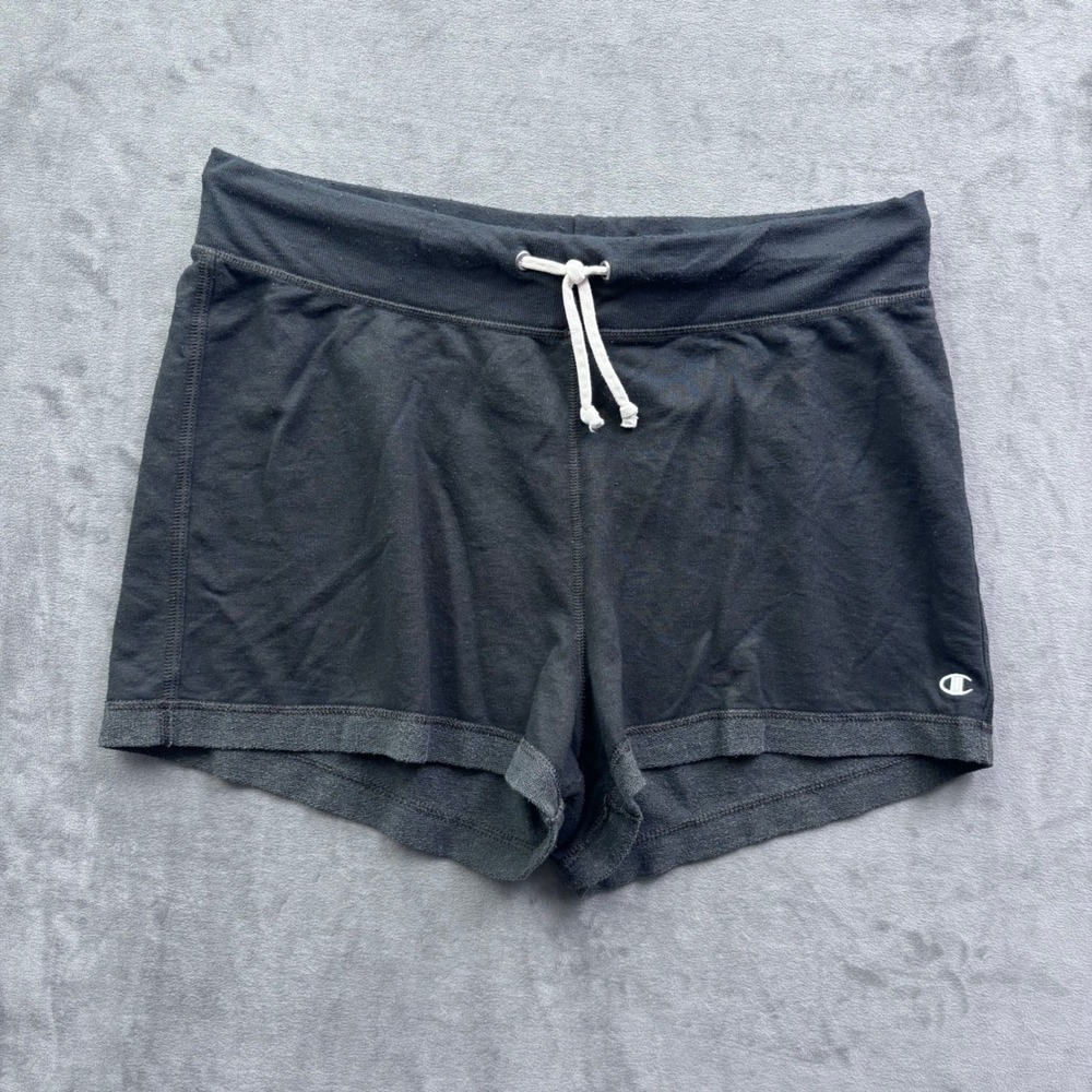 Champion Black Jersey Shorts Womens Large Active Lounge Drawstring